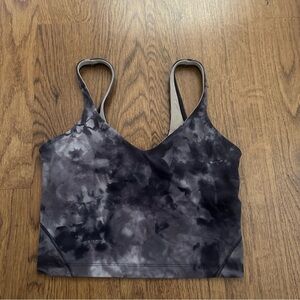 Lululemon Athletica Beige Black Space Tank crop Top size 4 unpadded sports yoga